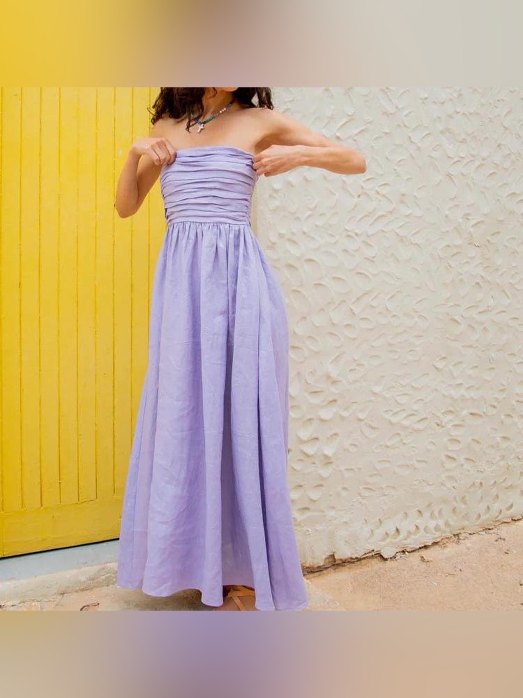 Vrg Grl Saint Malo Lavender Linen Maxi Dress Nwt Au 6 / Us 2